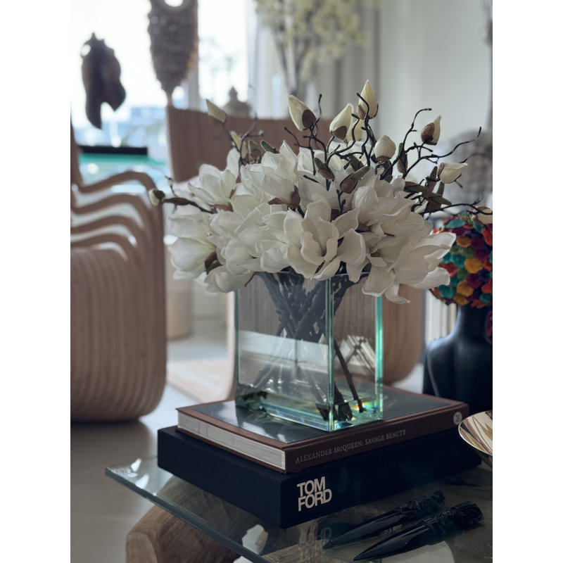 Magnolia Arrangement in Vase, White