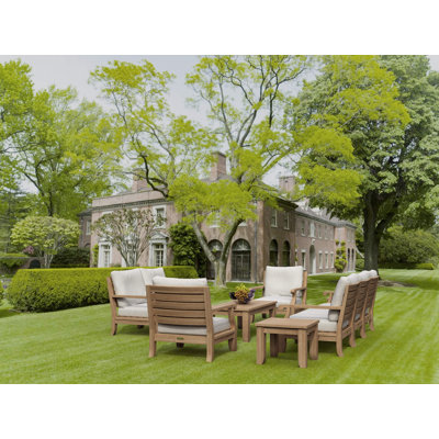 Gatsby Teak 7 - Person Modular Patio Conversation Sets with Sunbrella® Cushions