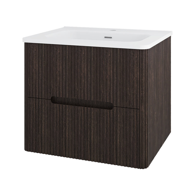 Meuble-lavabo simple mural 24 po avec comptoir en céramique 24 po, Marron foncé