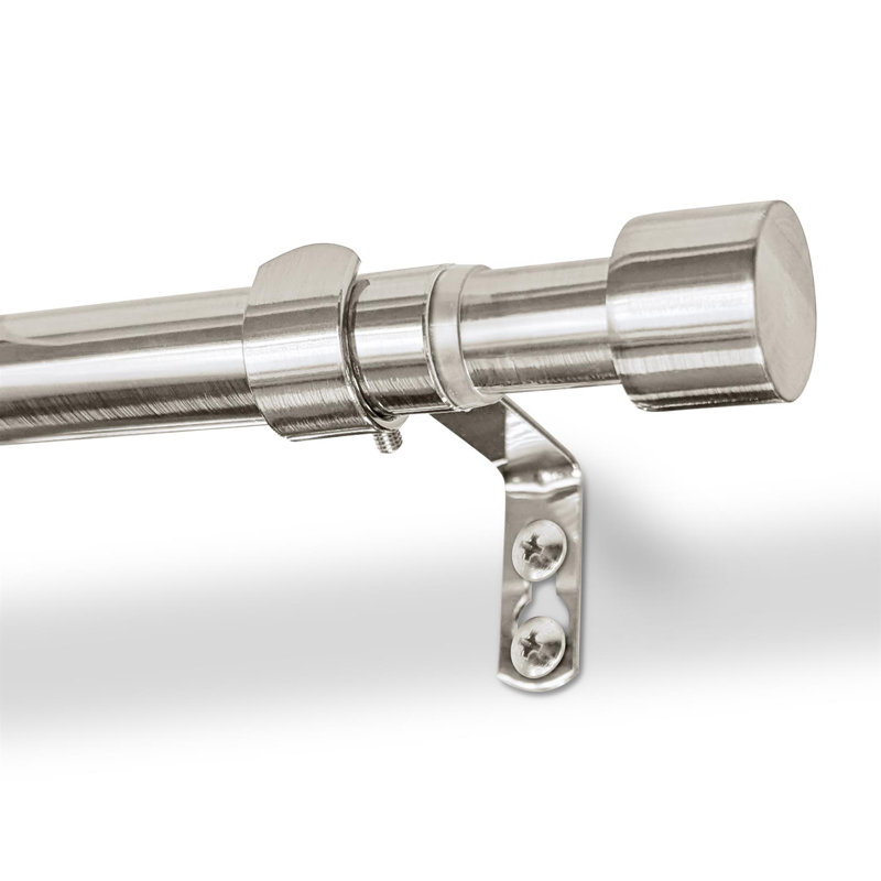 Harbour Housewares Extendable Metal Curtain Pole Kit, 2cm H x 150cm L x 2cm W,  Brushed Nickel