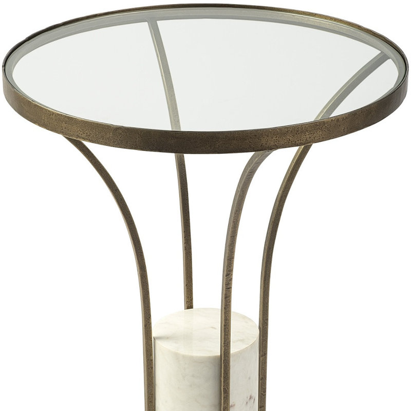  Table de bout ronde contemporaine 24 po en verre noir et blanc