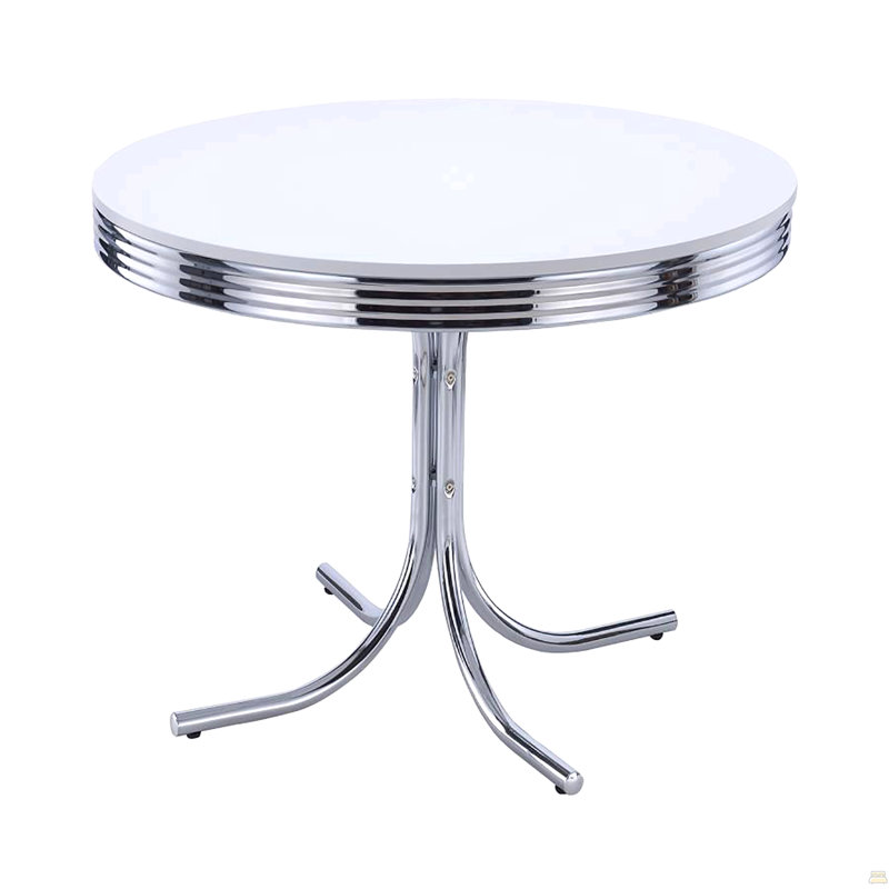 Table de salle à manger ronde blanche et chromée