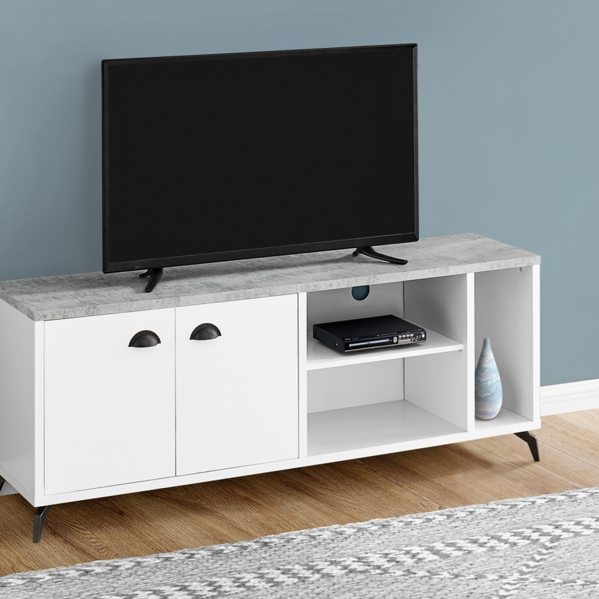 Modern 60-inch TV Stand with Audio Video Media Storage Shelves main image 1