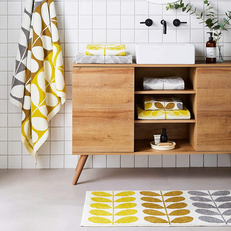 Orla Kiely Trio Stem 50x90cm Bath Mat, Yellow/Brown/Grey