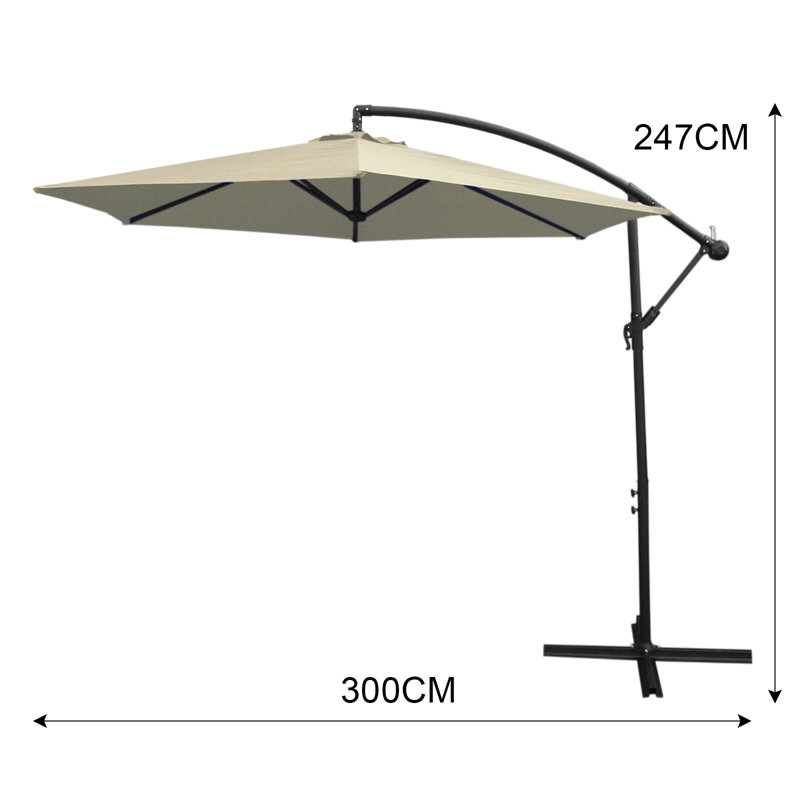 Aidsa 300cm Cantilever Parasol, Grey