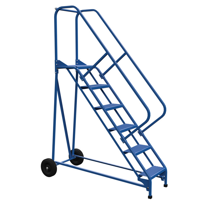 6 - Step Steel Step Stool, 90" H x 28" W x 64.63" D
