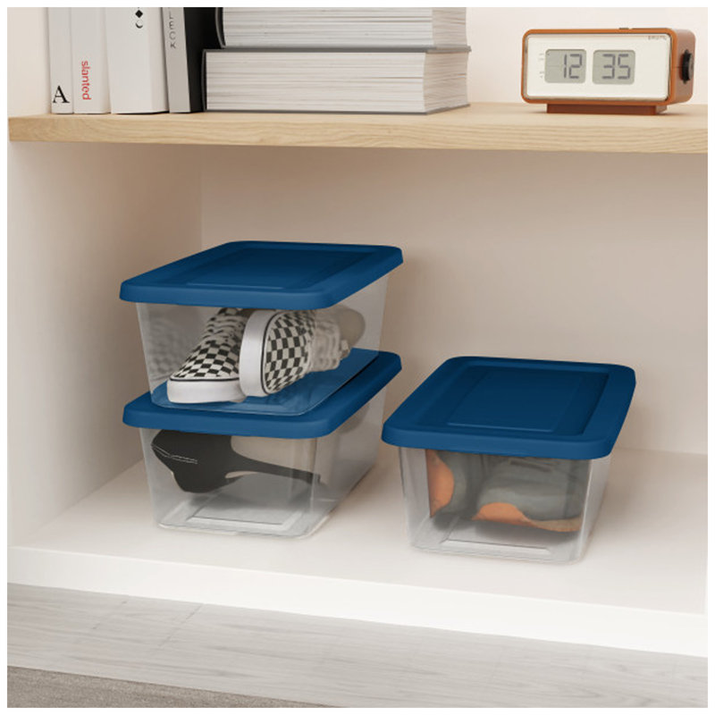 Sterilite 6 Qt Storage Boxes, Clear Plastic Containers with Lid, Set of 60, Blue