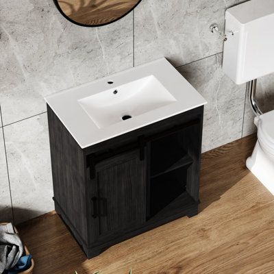 Lavabo encastré en céramique blanc 24 po pour meuble-lavabo 24 po, style contemporain, profondeur de 23,6 po, blanc émaillé, design, profond, émaillé