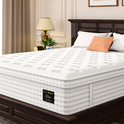Matelas pour grand lit de 14 po, mousse à mémoire de forme et ressorts ensachés, fibre de verre, ressorts ensachés individuellement pour une qualité de sommeil en couple, option de chambre à coucher moderne, dérangement réduit, essentiel