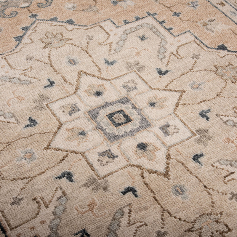 Tapis rectangulaire en laine noué à la main, Rectangle 4 pi 6 po x 9 pi