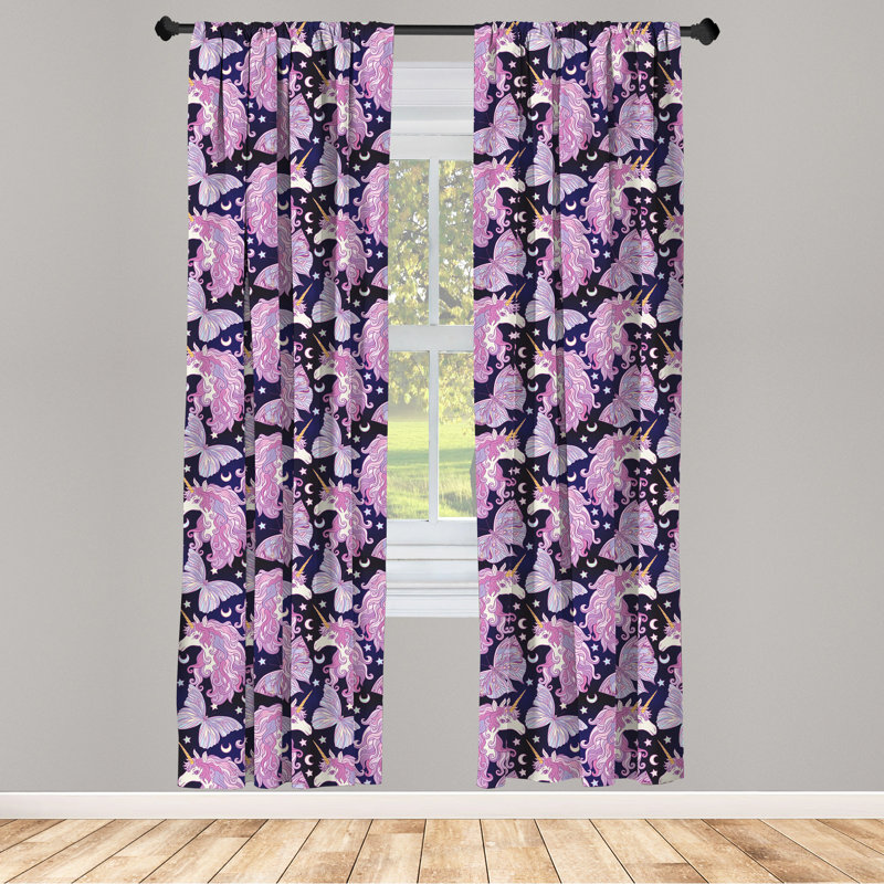 Unicorn Geometric Semi-Sheer Rod Pocket Curtain Panels, 28" W x 84" L