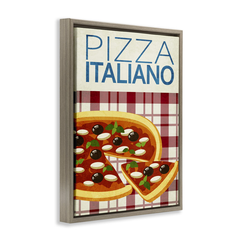 Cadre flottant Classic Pizza Italiano, design par Kim Allen, H 21 po x l 17 po, Cadre flottant orme Montalcino