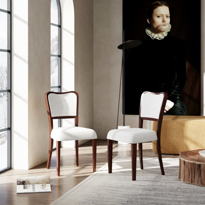 2 chaises de salle à manger rembourrées à finition noyer - Côté traditionnel élégant avec sièges et dossiers confortables pour les événements formels de l'assise, construction solide, polyvalente dans la décoration intérieure