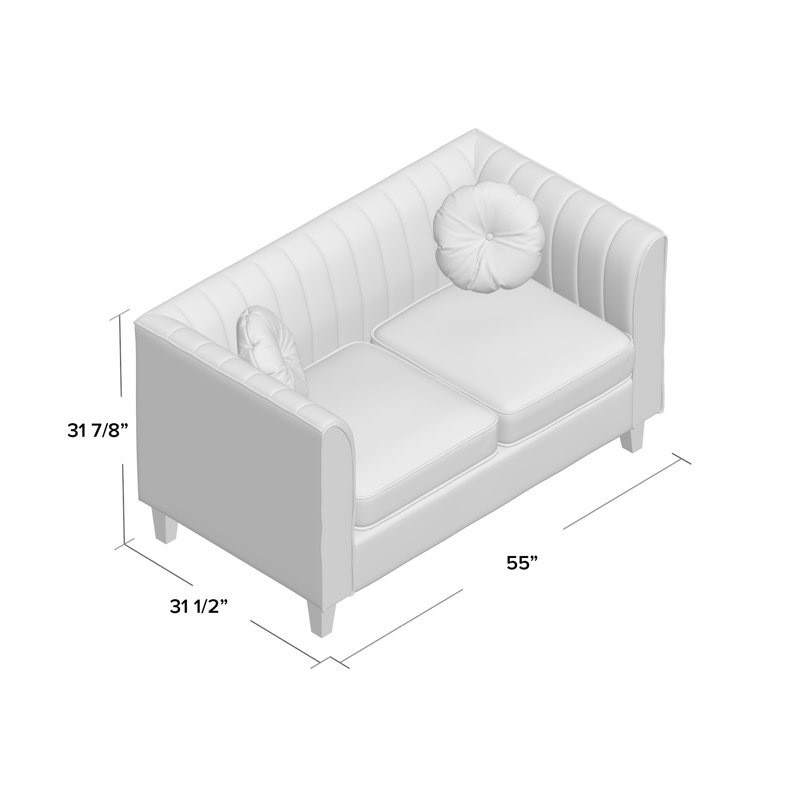 Burley 55'' Velvet Loveseat, Beige Velvet