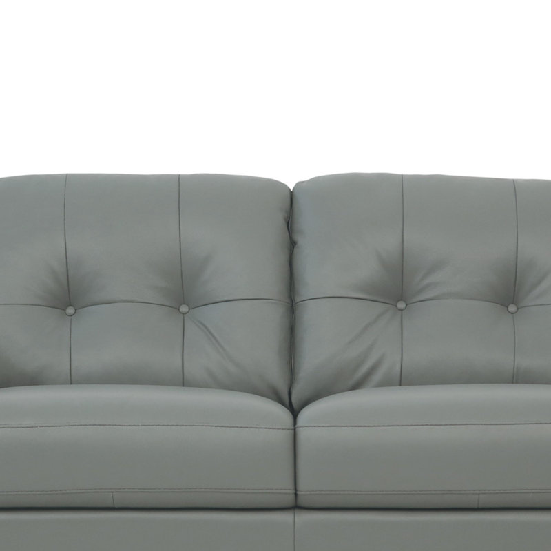 Bove 59" Faux Leather Square Arm Loveseat, Gray Faux Leather