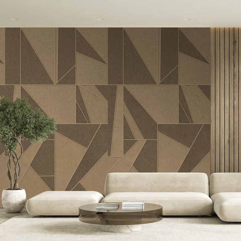 Murale brune sculptée Geo Grid, Brown