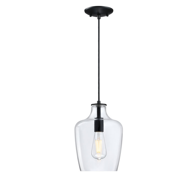 Luminaire suspendu simple à 1 lumière Amiliana, Noir