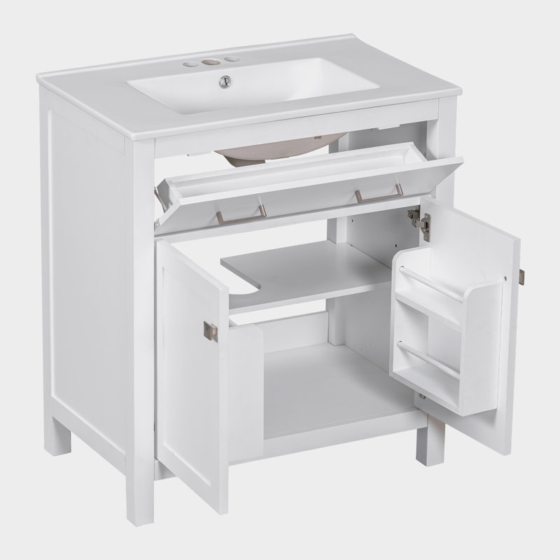 Meuble-lavabo simple 30 po avec comptoir, Blanc
