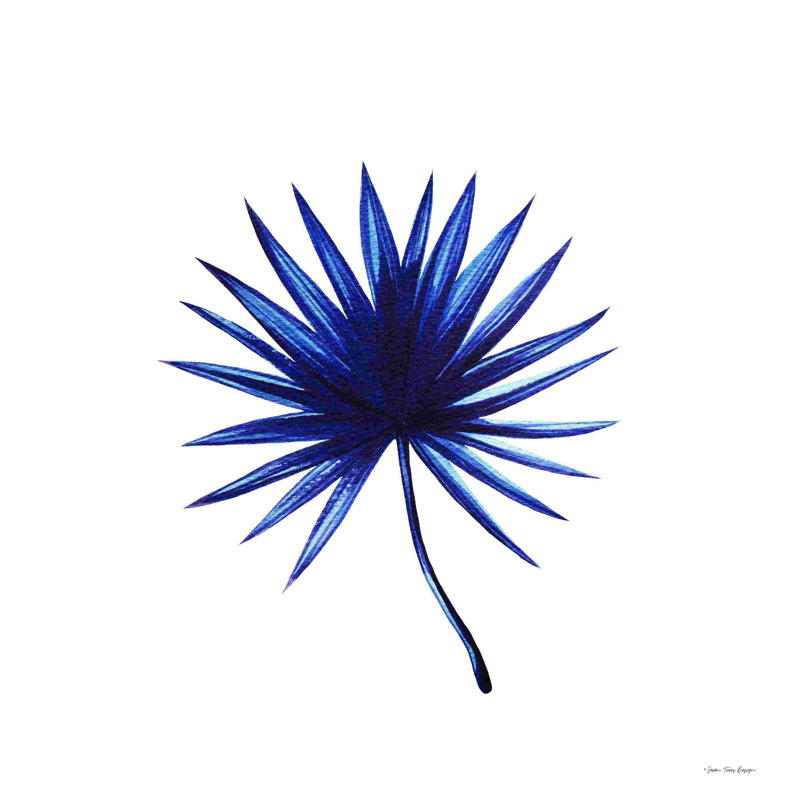 Aquarelle feuille bleue II, H 12 po x l 12 po