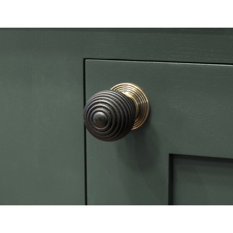 Beehive Cabinet Round Knob, Ebony, Aged Brass