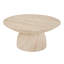 Table basse ronde en faux oxyde de magnésium travertin, table de cocktail à piédestal cannelé, table d'appoint sculpturale pour le salon-752464857