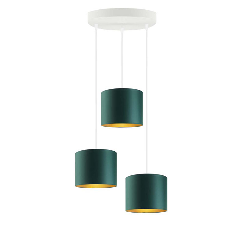 Ilana 3 - Light Drum Pendant, White, Green