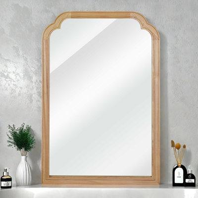 Miroir décoratif en bois massif avec coins arrondis pour la maison