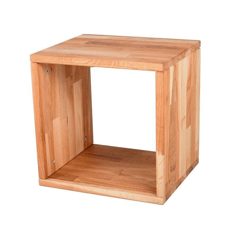 Kaishawn Square Oak Solid Wood Cube Shelf