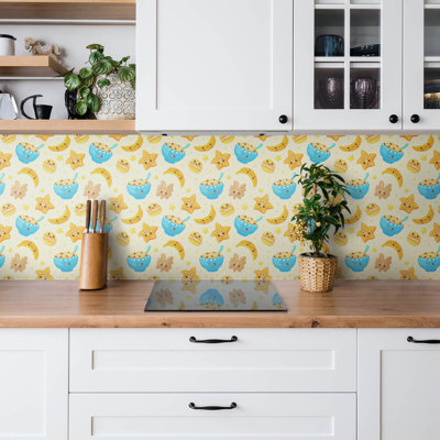 Self Adhesive Vinyl Splashback Wall Panel Sticker Tile Peel Stick 100x50 cm Cartoon sweets