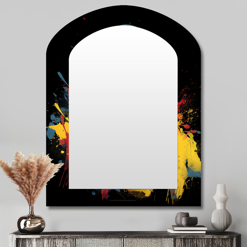 Kobe Memory III - miroir arqué noir, miroir mural asymétrique moderne, impression d'art en métal, 34 po x 25 po