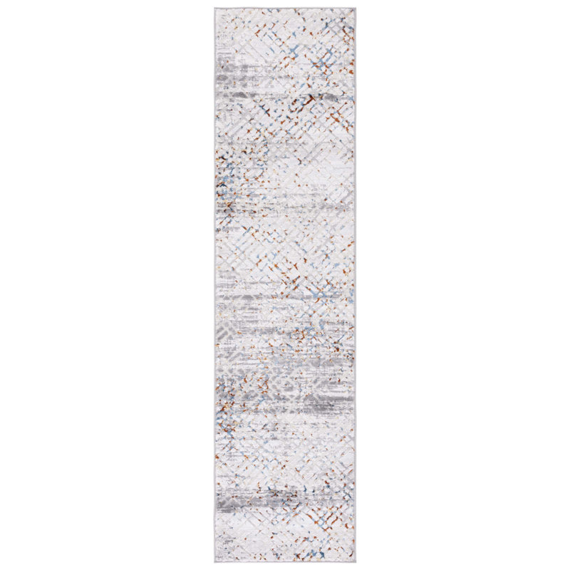 Tapis gris / gris clair Minyard 275, Tapis de couloir 2 pi x 8 pi
