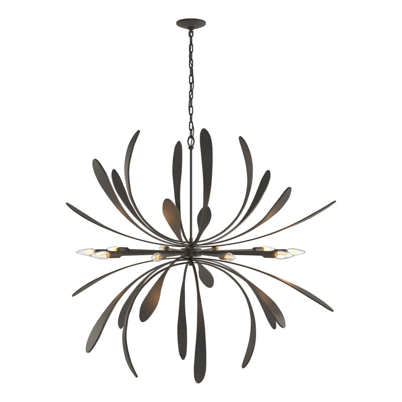 Dahlia Sputnik Sphere Chandelier, Natural Iron, 40.8" H x 48.9" W x 48.9" D
