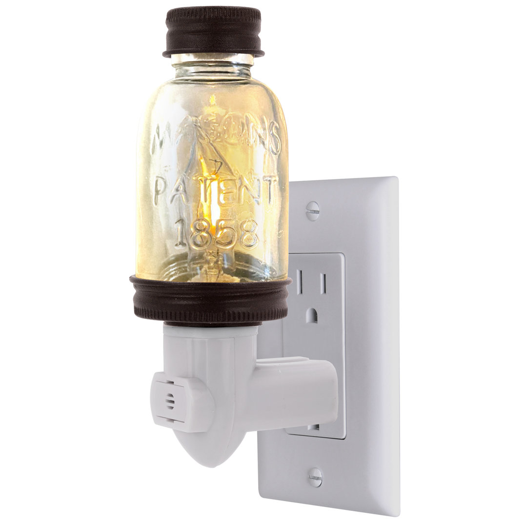 Autumn Alley Bronze Mini Mason Jar Nightlight with Warm Light LED Bulb Autumn Alley 