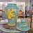 Yellow Floral Porcelain Temple Jar with Lid