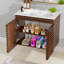 Meuble-lavabo mural en noyer avec lavabo-116677103