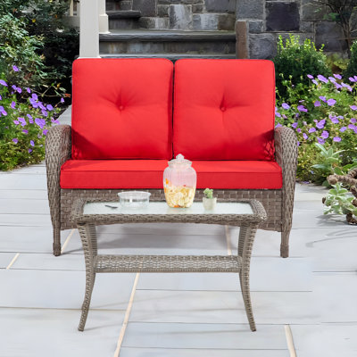 Mertis 2 Pieces Rattan Patio Conversation Set with One Seat & One Table by Winston Porter