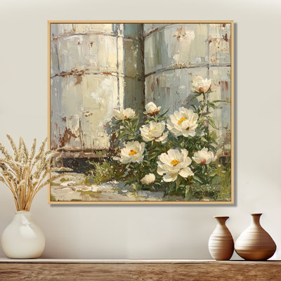 Peonies Along The Grain Bin I - Peonies Wall Art