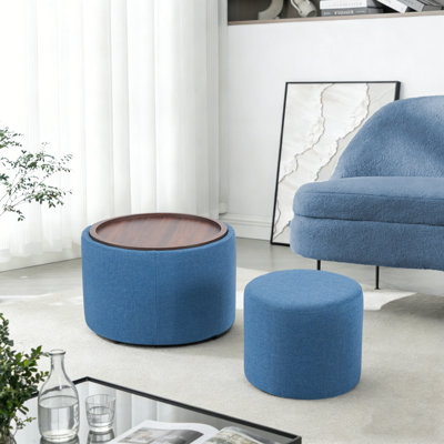 22.75" Round Coffee Table;storage Ottomans Buy One Get 2