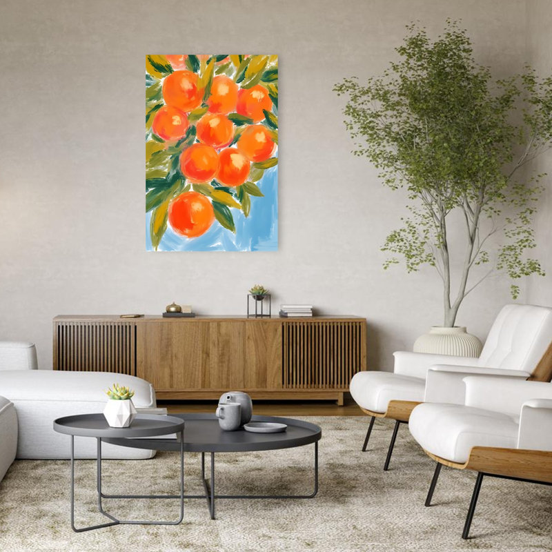 «Vibrant Orange Harvest», impression d'art impressionnant sur un arbre orange biologique, H 48 po x l 32 po