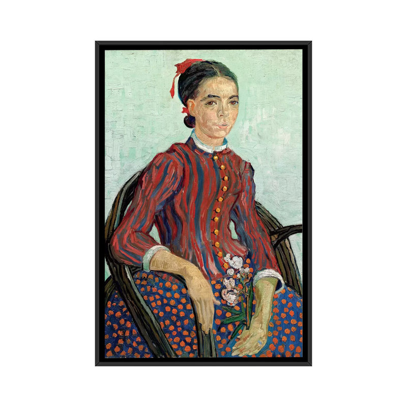 «La Mousme, 1888» par Vincent van Gogh, reproduction sur toile, H 60 po x l 40po x P 1,5 po, Toile avec cadre noir