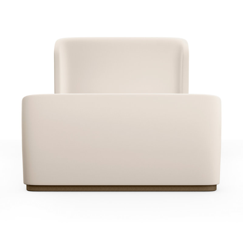 Barrow Upholstered Wingback Bed, Plush Velvet Oyster, California King, Weathered