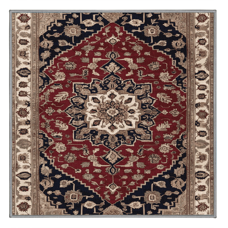 Machine Washable Persian Gray Area Rug, Square 7'
