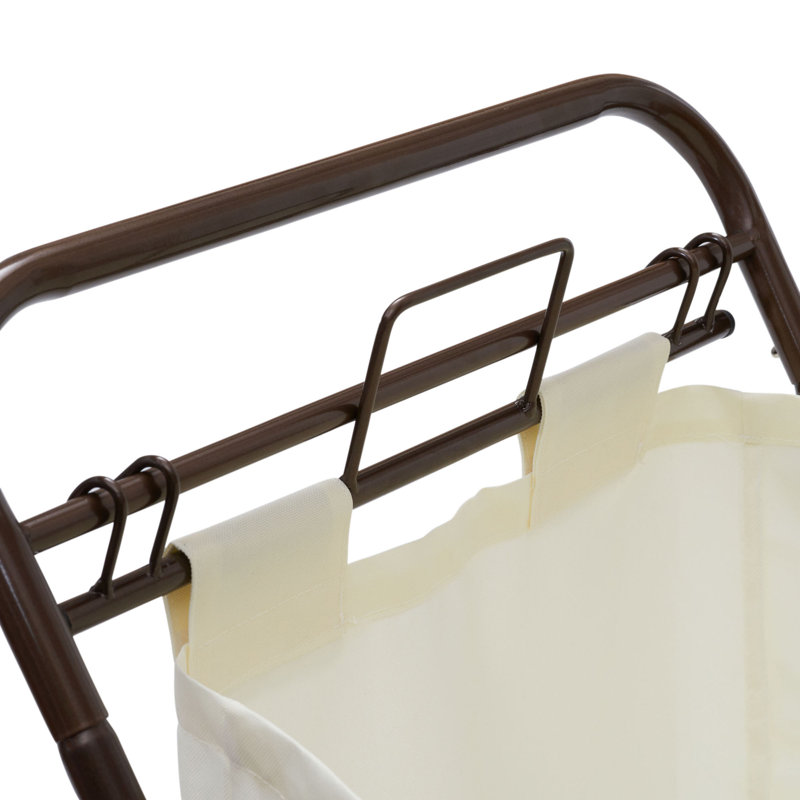 Bronze Collapsible Rolling Laundry Hamper with Canvas Bag
