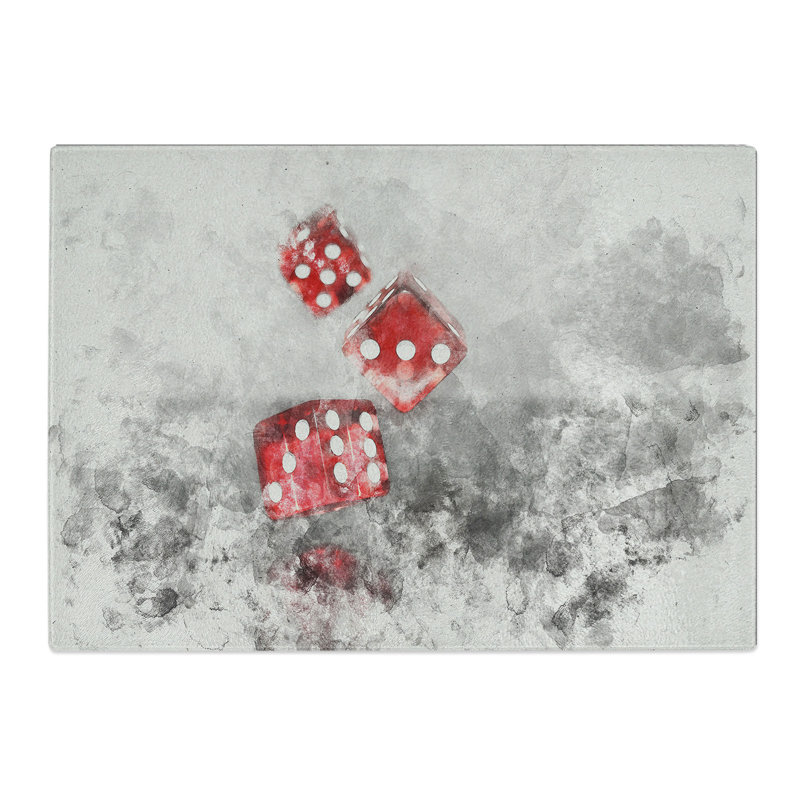 Rolling the Dice Watercolour Chopping Board, 0.4cm H x 20cm W x 28.5cm L