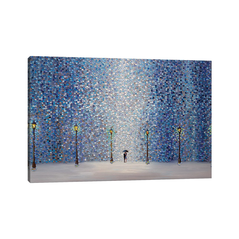 Baiser sous la pluie - Giclée sur toile tendue avec châssis