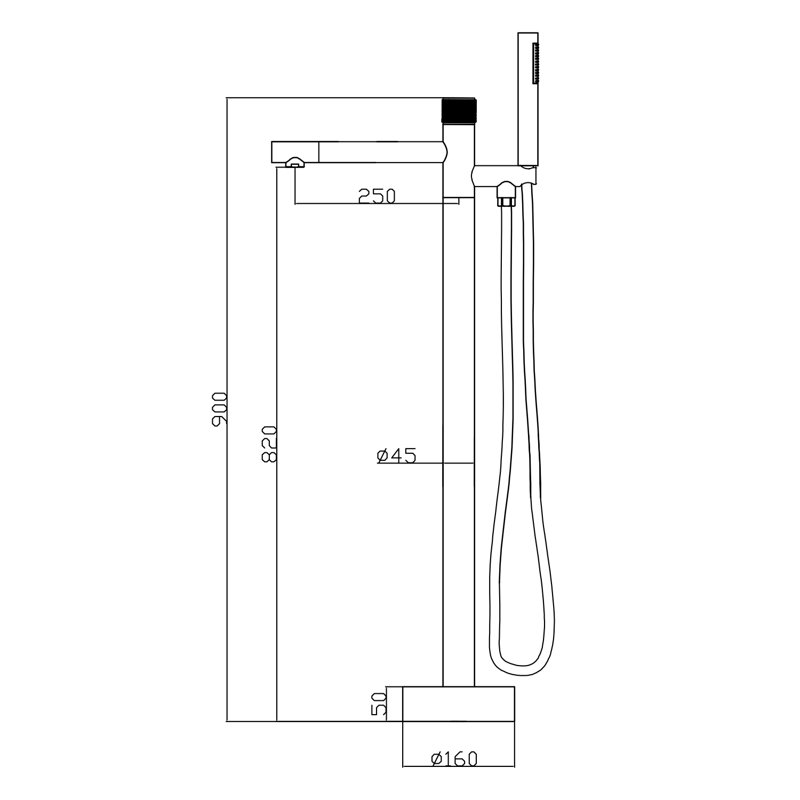 Robinet de baignoire autoportant à poignée simple Topcraft, Nickel brossé