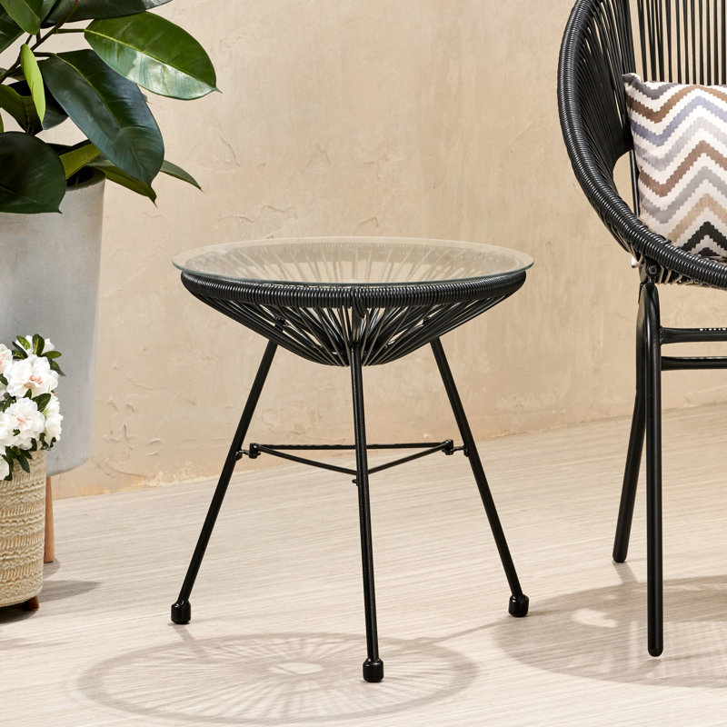 Table d'appoint moderne avec verre trempé robuste - Décoration extérieure élégante