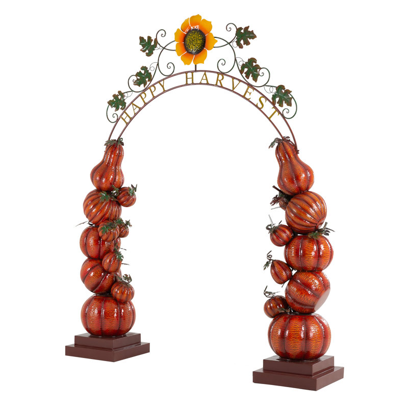 Grande arche «Happy Harvest» avec colonnes de citrouilles