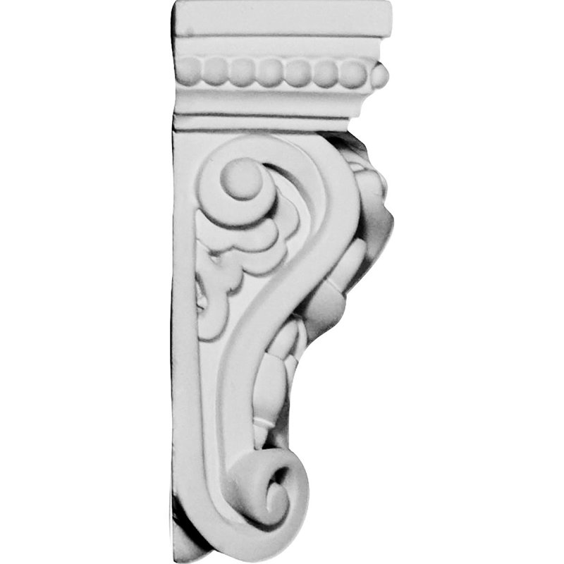 Endurathane Helene Leaf Corbel, 2 7/8"W x 1 1/2"D x 4 3/8"H, Factory Primed