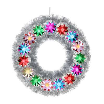 Couronne de guirlande de 76 cm avec pompons de fleurs